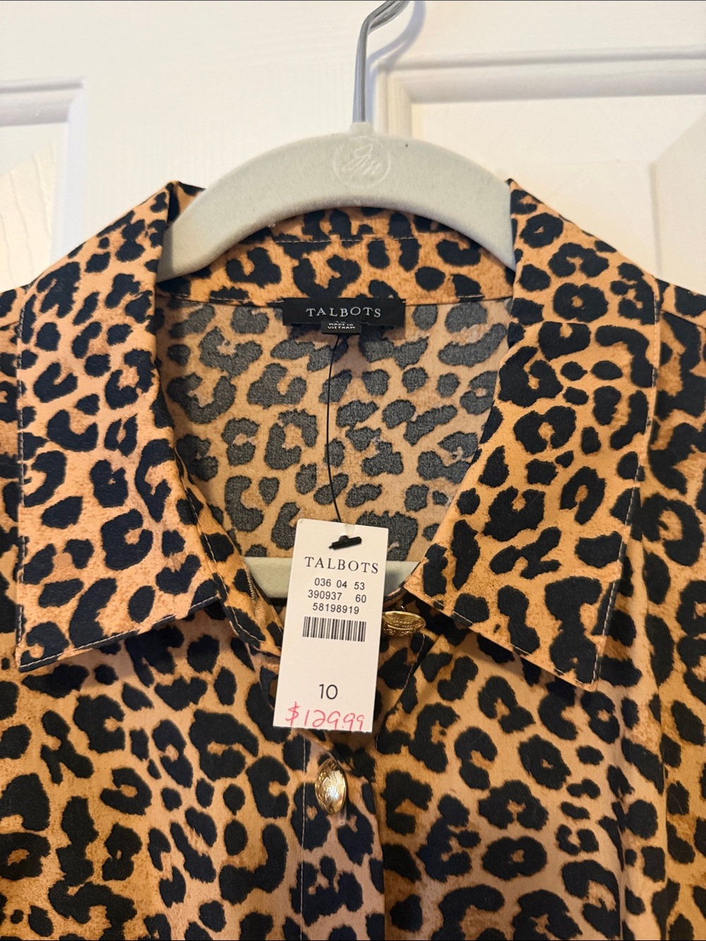 Talbots Leopard Print Short Sleeve Dress in Tan and Black - Picture 2 of 9